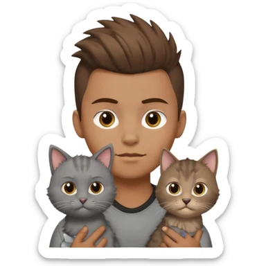 boy with brown hair and light brown skin tone and mohawk and a cat sticker