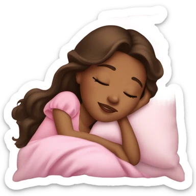 sleeping beauty brunette brown girl with a silk pillow sticker