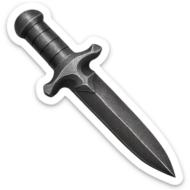 Make this steel dagger 10% darker, keep it crisp, shiny, and slightly fancier than iron, realistic metallic steel, emoji style, transparent background. sticker