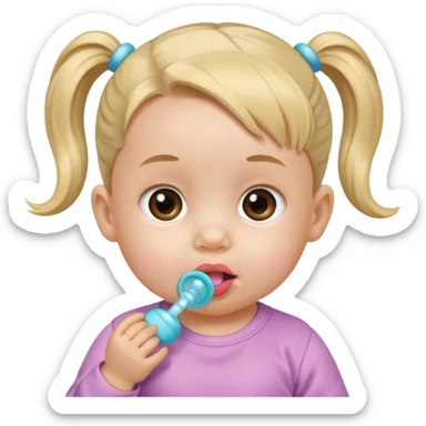 very smalll  baby with ponytail and pacifier sticker