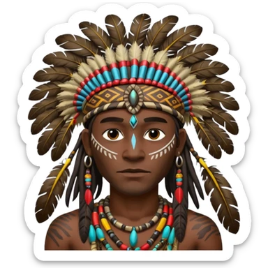 a tribal man in jungle sticker