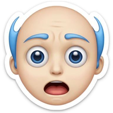 traumatized face emoji, eyes wide open, mouth agape, blue forehead, distressed sticker