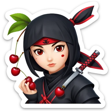 Girl ninja with cherries sticker