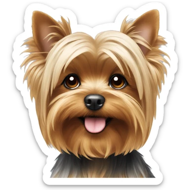 fluffy yorkie indoors looking cute sticker