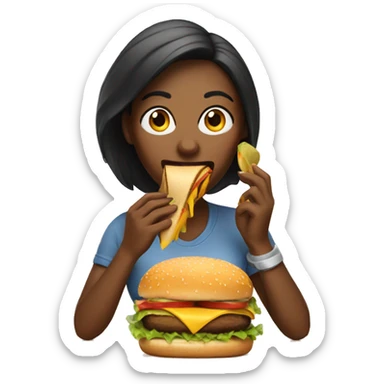 Women eating burger sticker