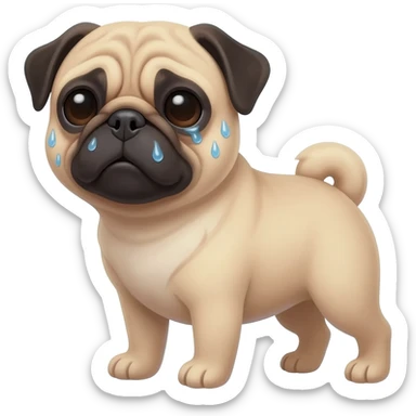 pug with cold sweat sticker