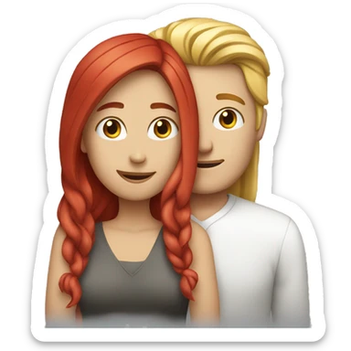 White Man with long hair hugging a white red hair woman sticker