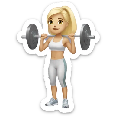 Blonde girl doing squats with barbell sticker