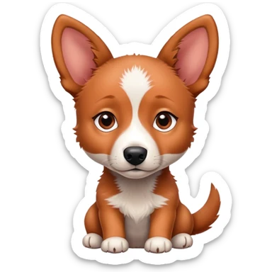 Red heeler puppy with head tilted curiously sticker