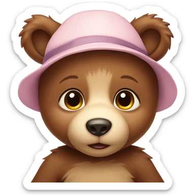 Baby bear wearing a hat sticker