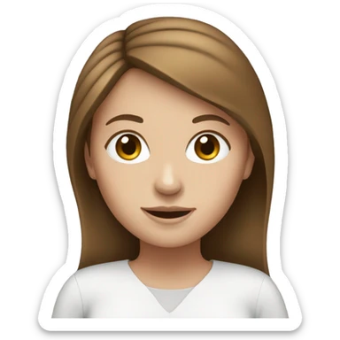 White girl with brown hair using a laptop sticker