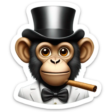 monkey with a top hat and cigar  sticker
