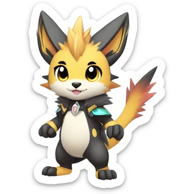 Anthro Scalie Spiky Cool Edgy Magical Shiny Colorful Pastel Sparkle Kemono-style Chibi Fantasy-Animal-Fakémon-Pokémon-Hybrid Fur Sona Aesthetic Full Body sticker