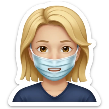 Quiero q sea una carita rota con tristeza q use una máscara q la haga ver feliz sticker