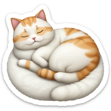 Plump cat sleeping on back, round belly exposed sticker