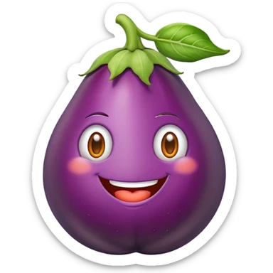 eggplant and peach combined in a humorous way sticker
