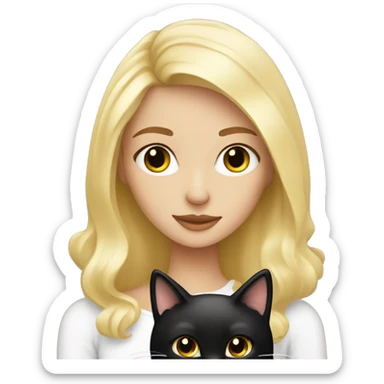 White pretty blonde girl with black cat sticker