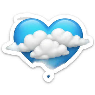 blue heart with clouds  sticker