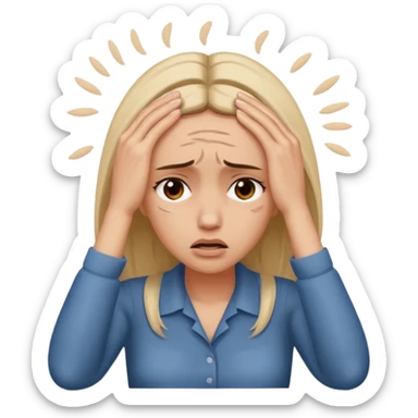 an emoji in which a woman sighs and holds her forehead with her hands...sighs!!!!!!!! woman's feeling is so bad...and.....yeah... sticker