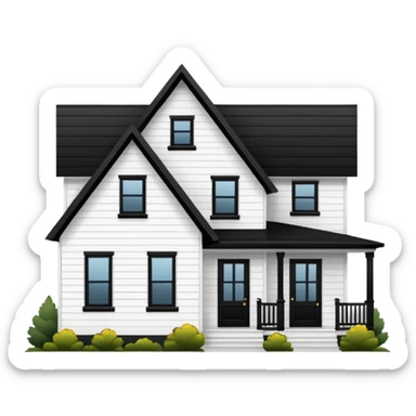 modern farmhouse with white siding and black trim sticker