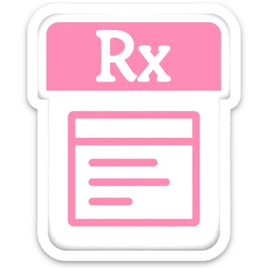 BLACKPINK-inspired gothic prescription label, no hearts, bold and stylish, black and pink colors, minimal icon style sticker