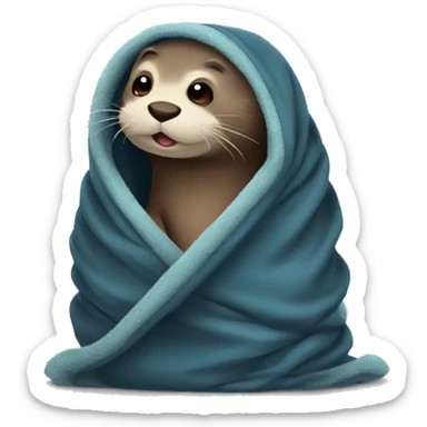 otter cozy in blanket sticker