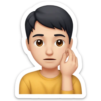 person with a hand on their shoulder, wincing sticker