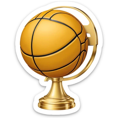 gleaming gold basketball trophy, polished gold basketball with classic seams sticker