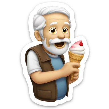 old man licking a icecream cone sticker