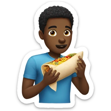 black young man eating a burrito  sticker