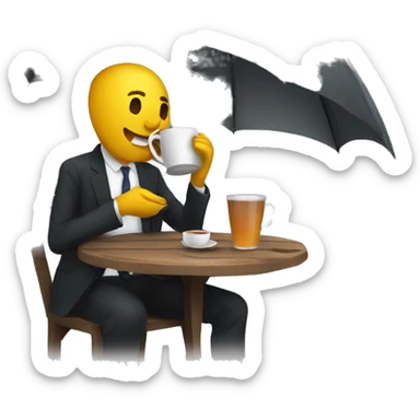 drinking tea in the umbrella sticker