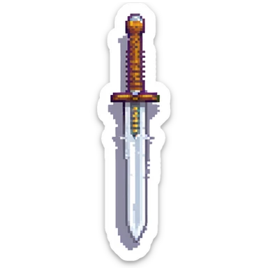 8-bit pixel art sword, short and wide blade, Zelda-inspired sticker
