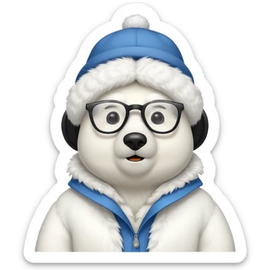  polar bear wearing glasses and a hat sticker