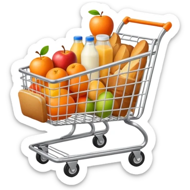 shopping cart full groceries sticker
