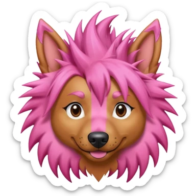 fancy pink very  spiky haired dog with earrings sticker