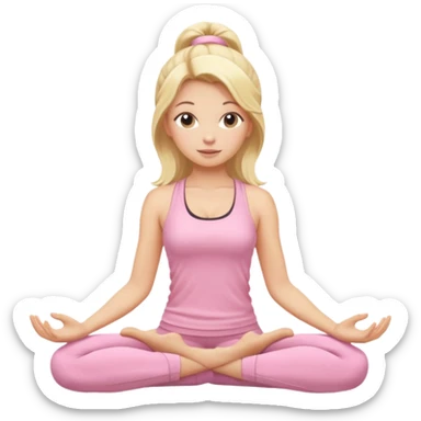 blonde yoga girl light pink clothes n sticker