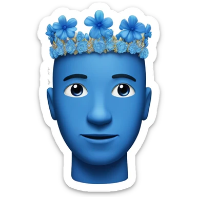 A blue man with a crown made of flowers without any other jewel sticker