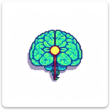 round superhuman brain icon, glowing brain with enhanced intelligence sticker