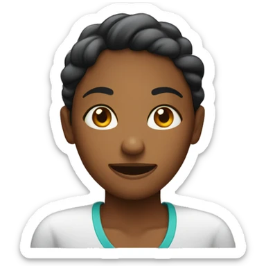 Sweaty smile on black woman with shrugging hands sticker