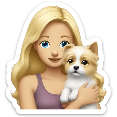 Blonde girl blue eyes holding spitz  sticker