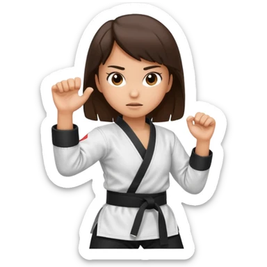 Karate Brunette girl whit brown or black belt that practice sticker