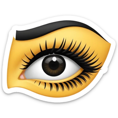 eyelash strip above an open eye sticker