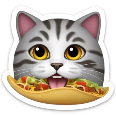 cat's head with an open mouth sticking out of the end of a taco sticker