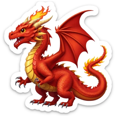 red western dragon breathing fire sticker