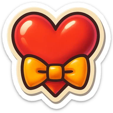 retro sticker style heart with a bow tie, bold and playful sticker