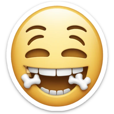 Smiling emoji with bone in his mouth sticker
