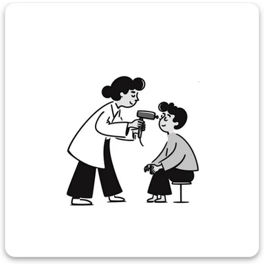 Doctor examining patient's skin with dermatoscope, skin cancer screening test sticker