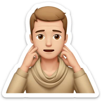 A guy with his hands around his neck crashing out sticker