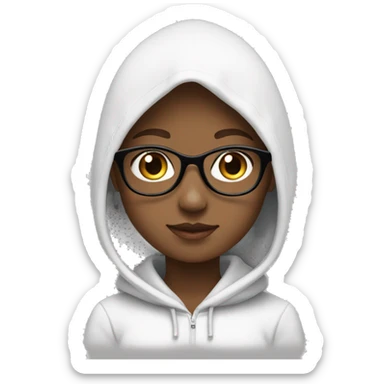 A white ￼girl with a glasses and black Hoodie sticker