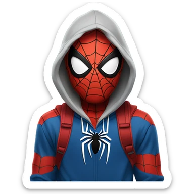 Spiderman wearing hoodie sticker